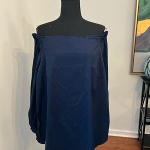 White House Black Market Navy Off-Shoulder Blouse